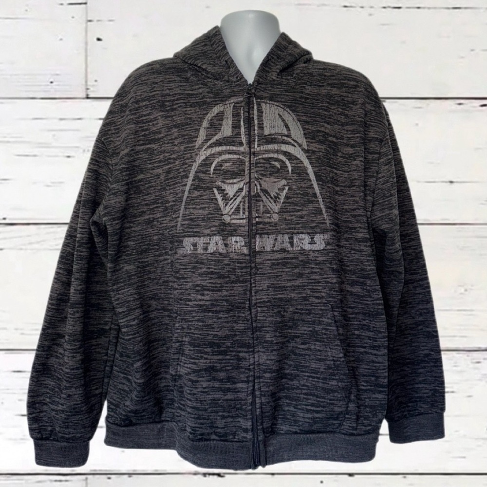 Star Wars Darth Vader Full Zip Hoodie Men’s XL Black Heather Fleece Lined